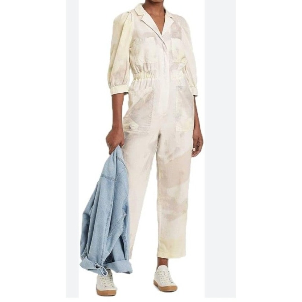 UNIVERSAL THREADS CREAM Lite CAMO COVERALLS Balloon Sleeve Artsy Street‎ Sz 6